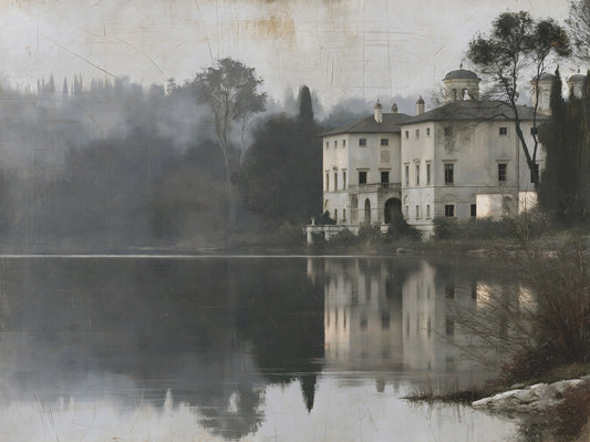 Fresque murale « Retraite au bord de l’eau » sur toile vieillie