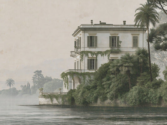Fresque murale « Villa vintage au bord de l’eau »