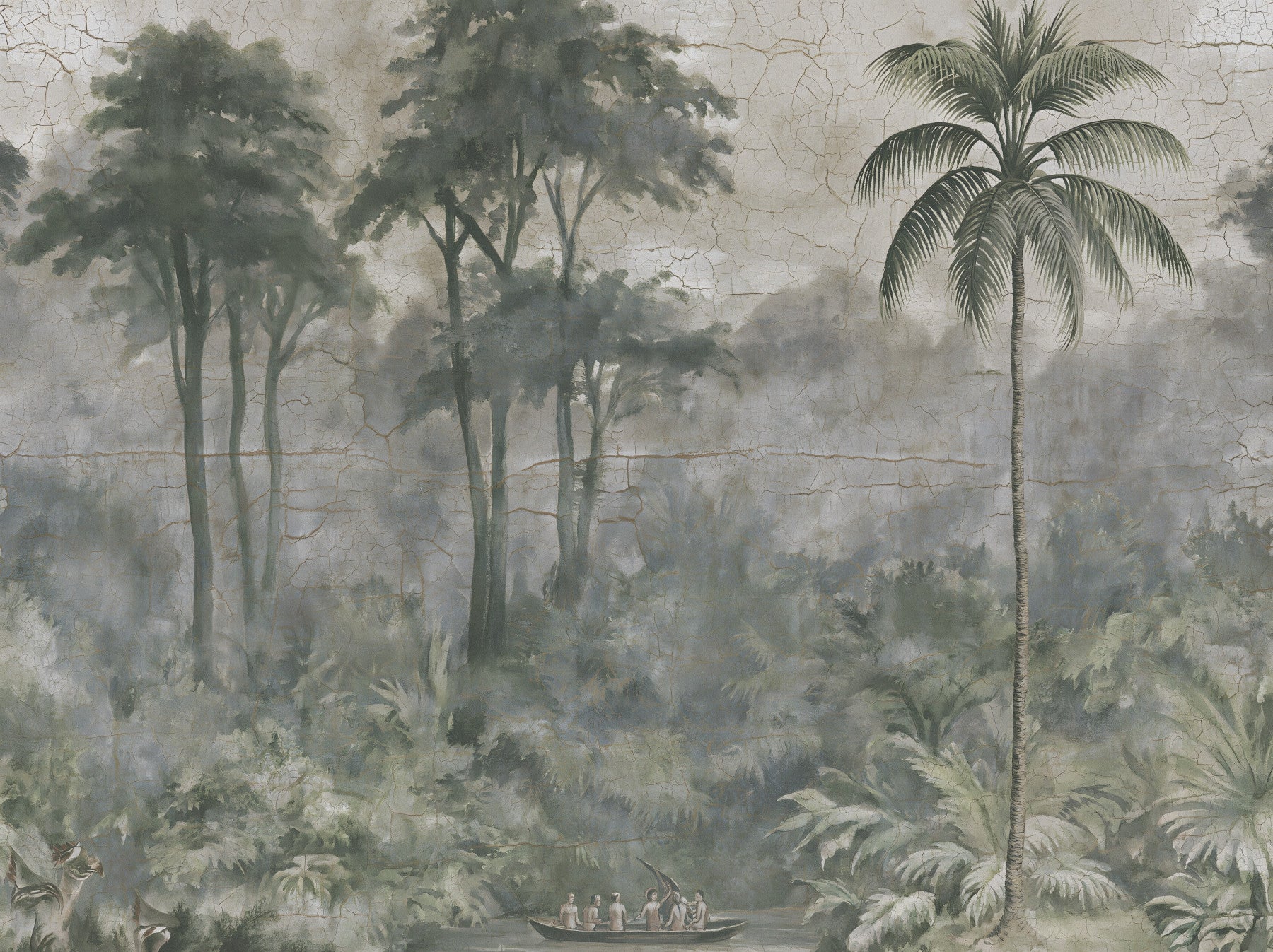 Botanisches Landschafts-Wandbild „Nebliger Fluss“