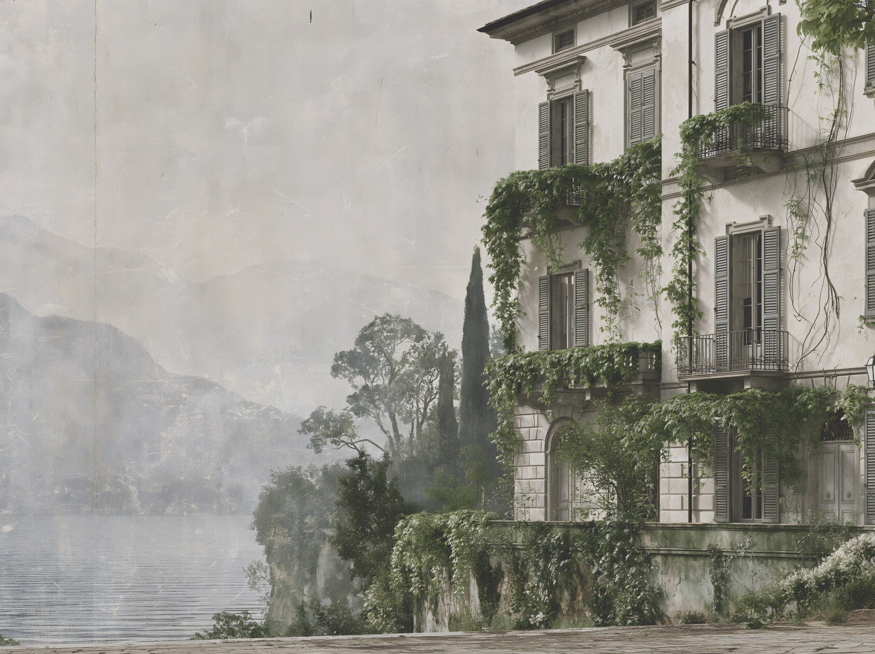 Wandbild „Vintage-Ansicht eines mediterranen Anwesens“