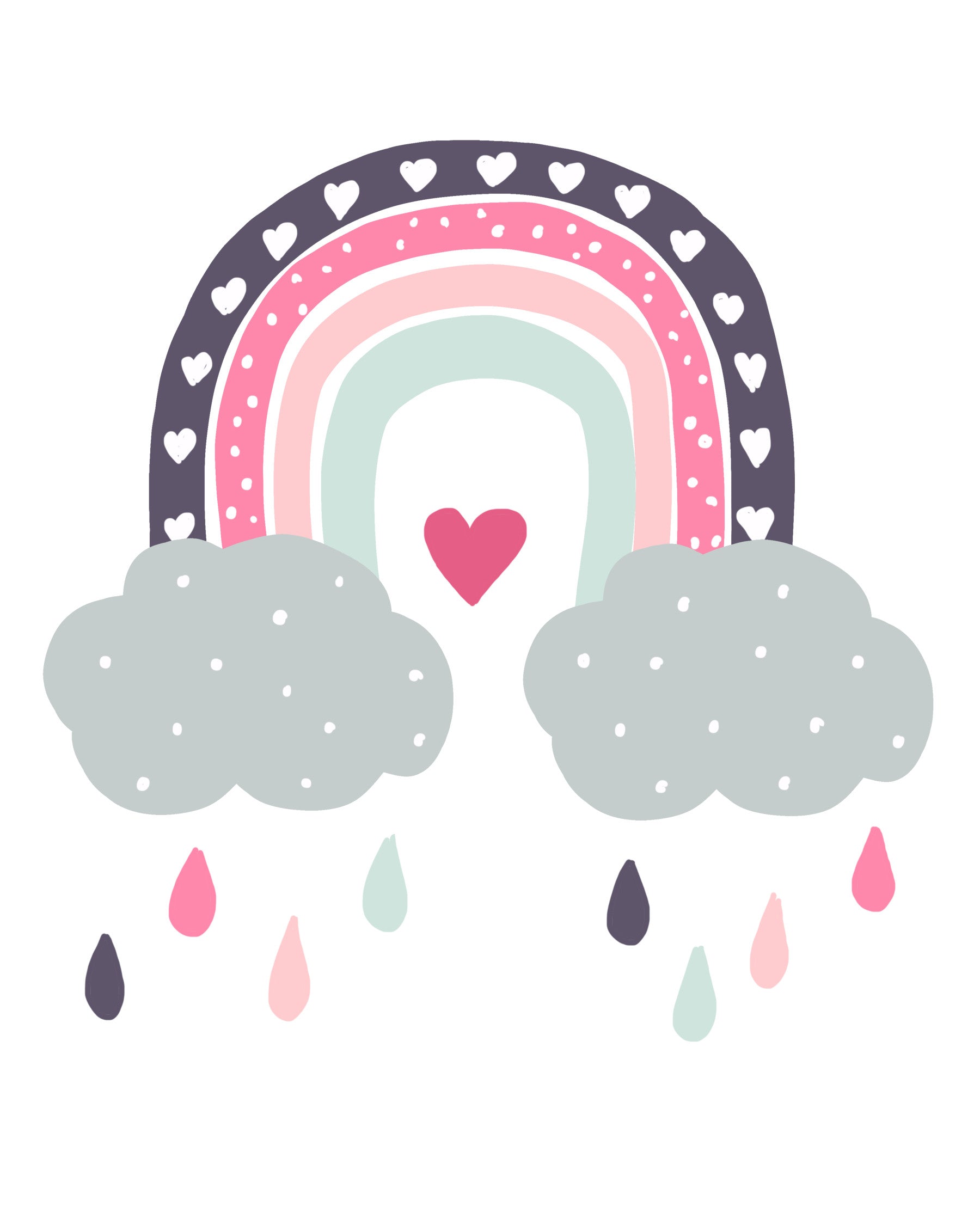 Verspieltes Wandbild „Regenbogen voller Herzen“ fürs Kinderzimmer