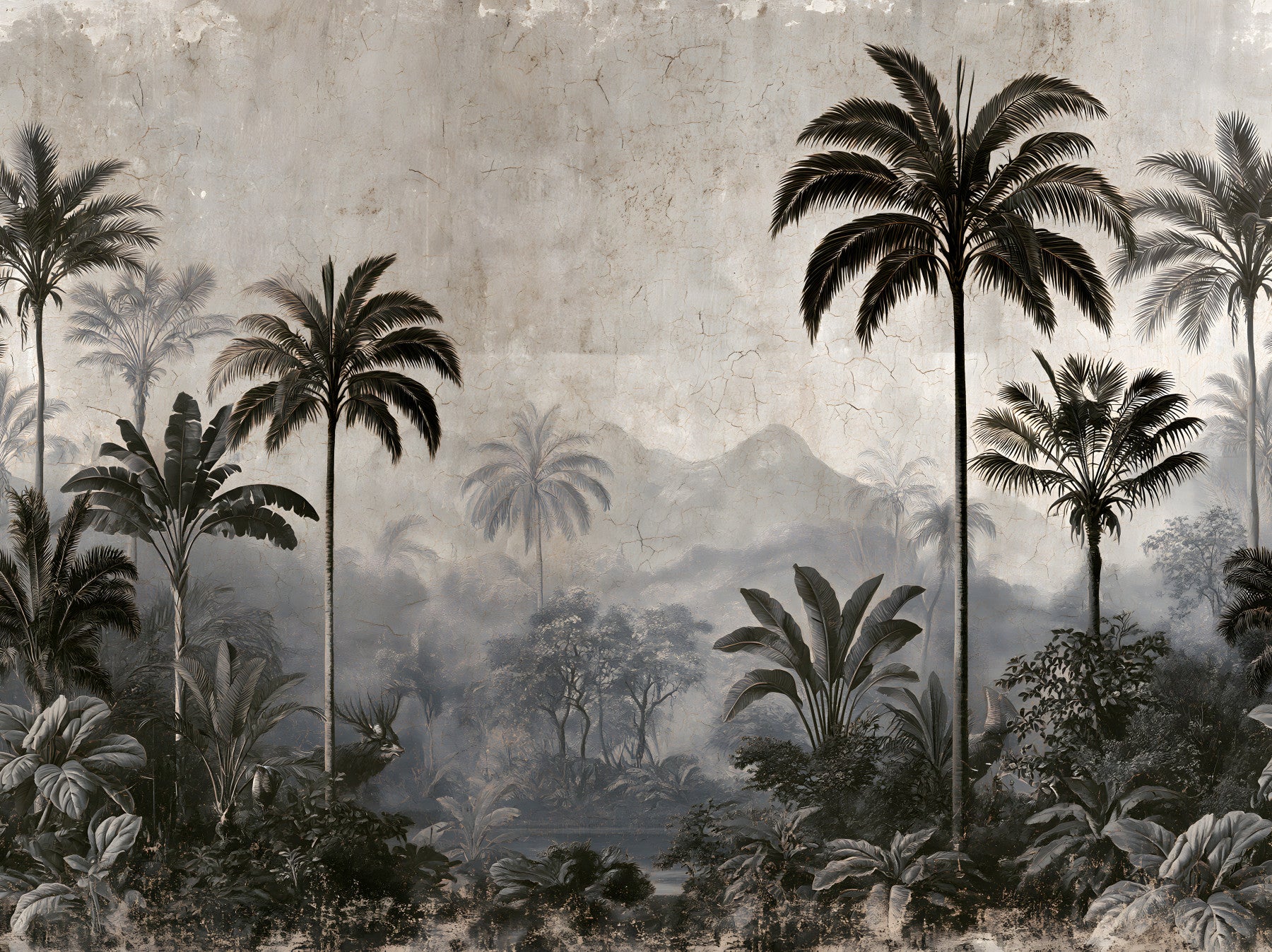 Vintage-Palmenhain-Nebel-Wandbild