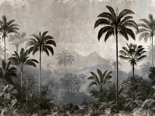 Fresque murale Brume du bosquet de palmiers vintage