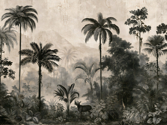 Mural de parede de expedição tropical monocromática