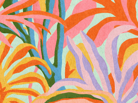 Vibrant Abstract Botanical Foliage Wall Mural