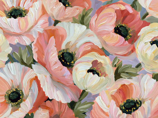 Impressionist Poppy Bloom Field Wall Mural
