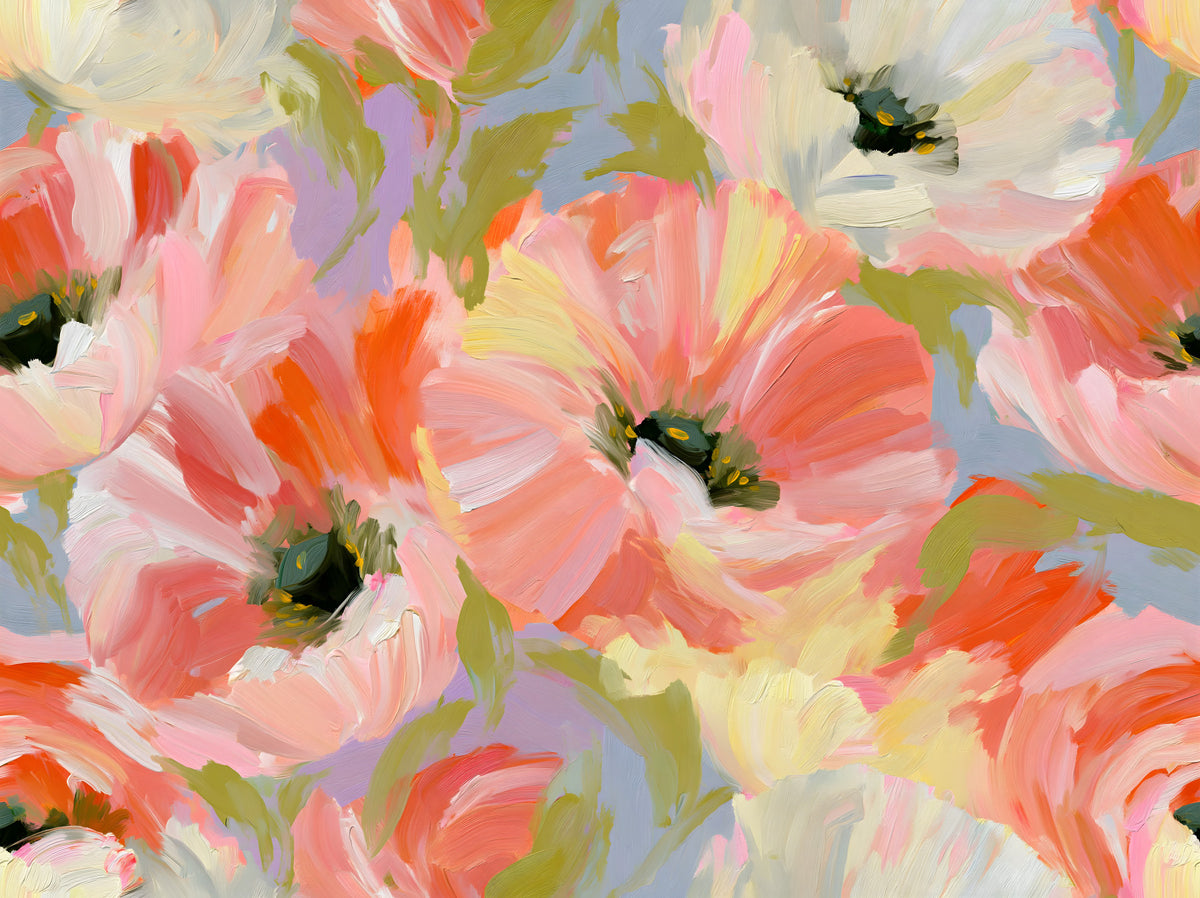Fresque murale de jardin de coquelicots impressionniste in your room
