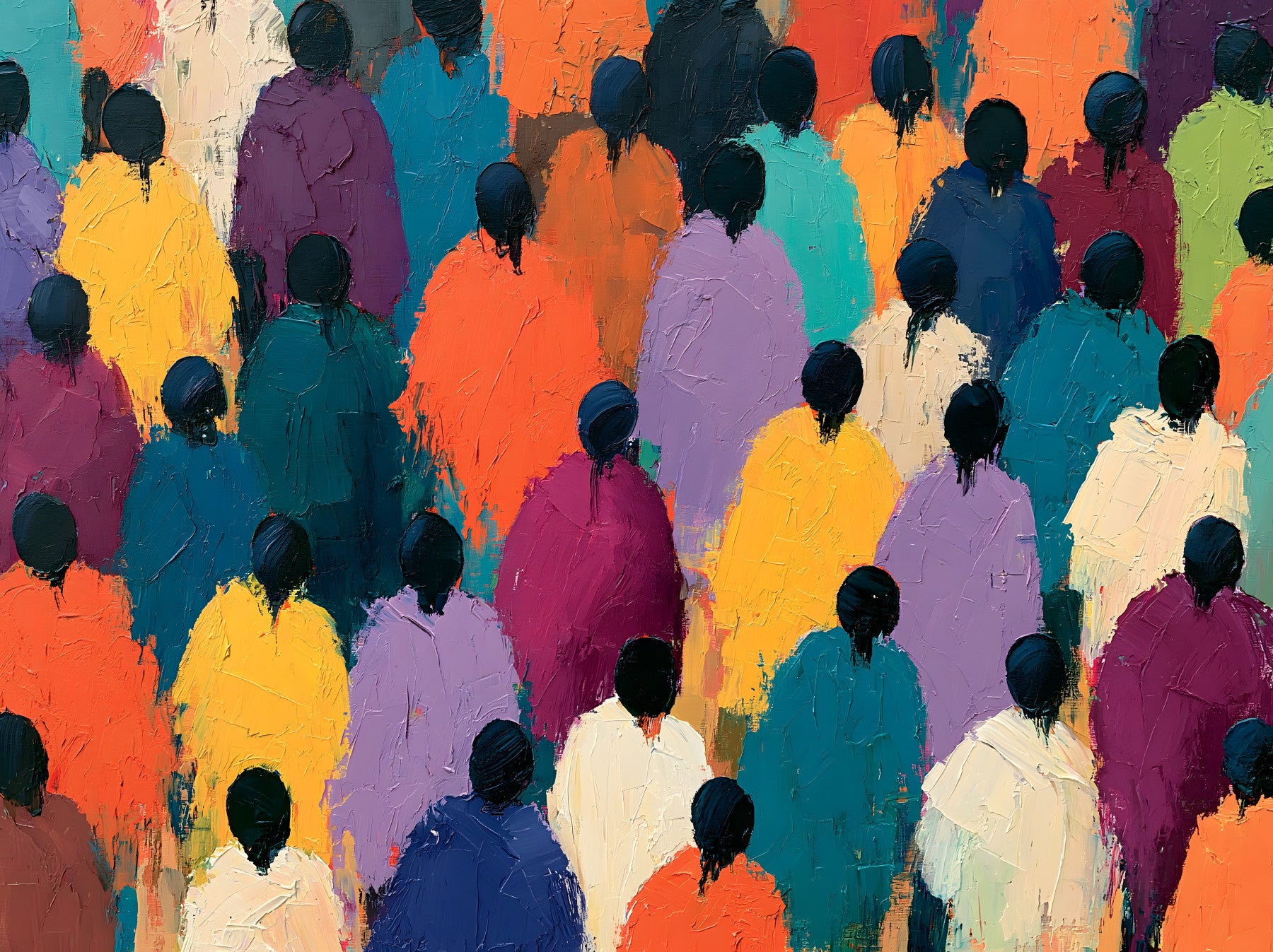 Fototapeta ścienna „Impasto Figures in Vibrant Hues”