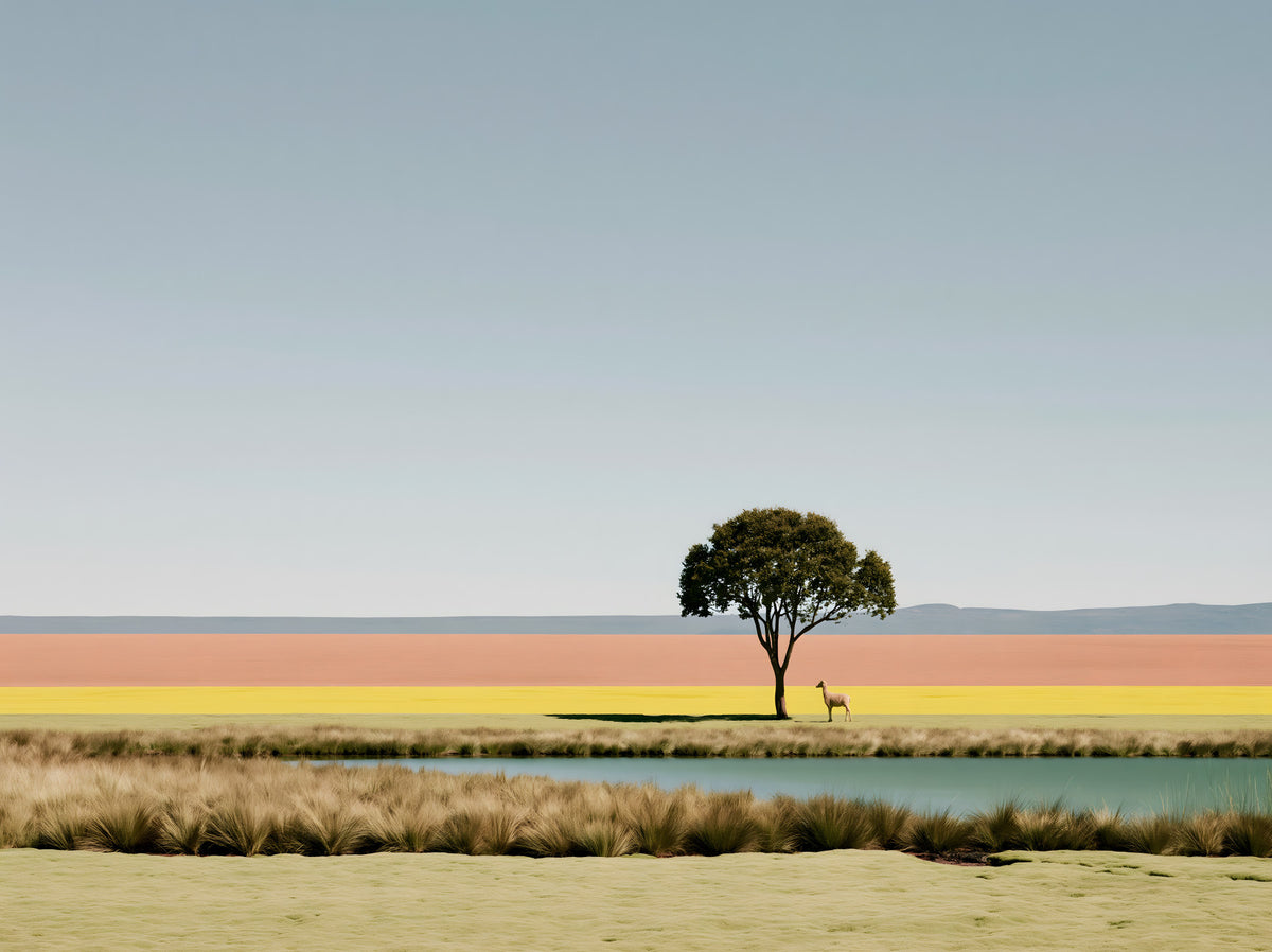Minimalist Desert Oasis Landscape Wall Mural