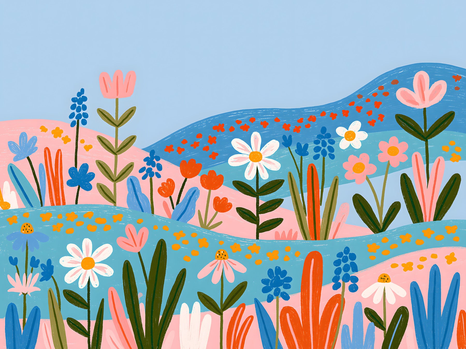 Bohemische Frühlingswiese-Landschaft als Wandbild