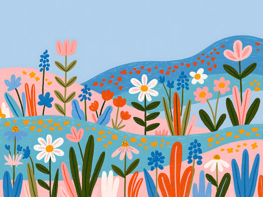 Mural de pared de paisaje de pradera primaveral bohemia
