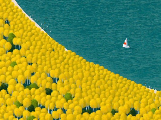 Isometrisches Wandbild „Herbstliche Segelreise“