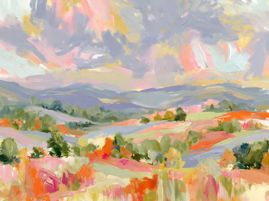 Impressionistische Bergtal-Panoramatapete
