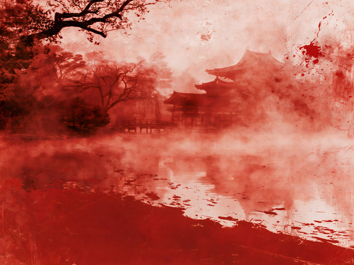 Ethereal Red Temple Waters Wall Mural in your room