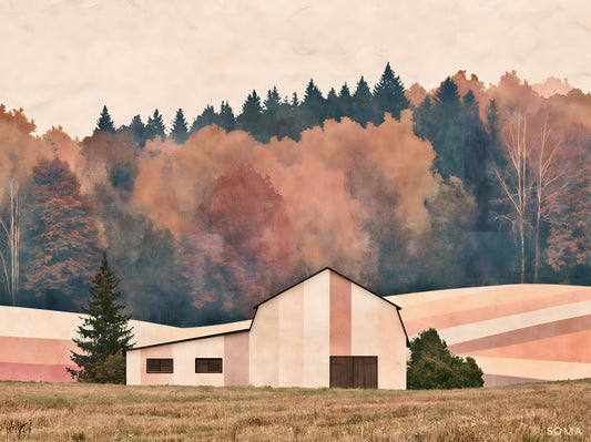 Rustikales herbstliches Scheunenmotiv als Wandbild in ländlicher Umgebung
