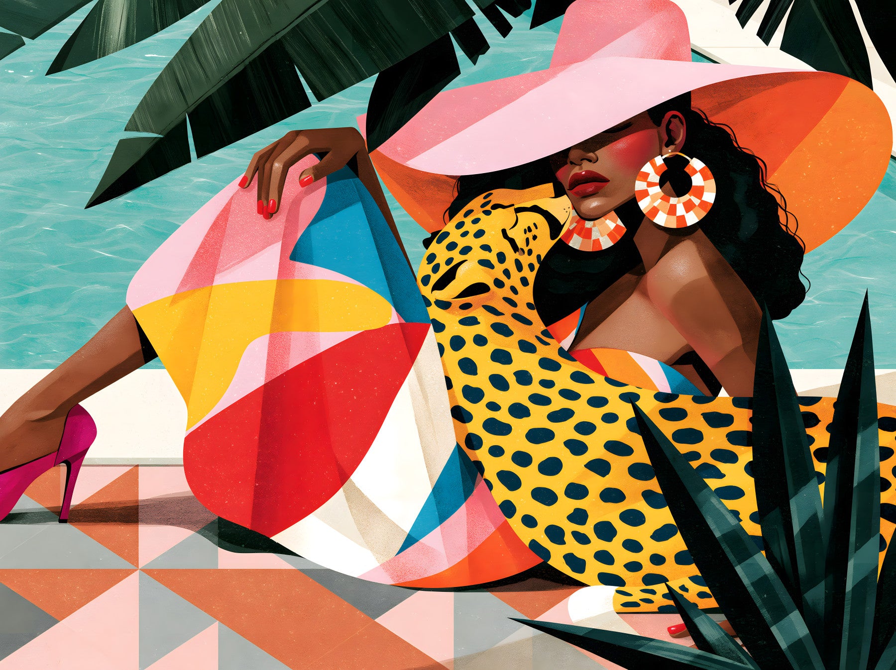 Schicke Sommer-Freizeit-Illustration als Wandbild
