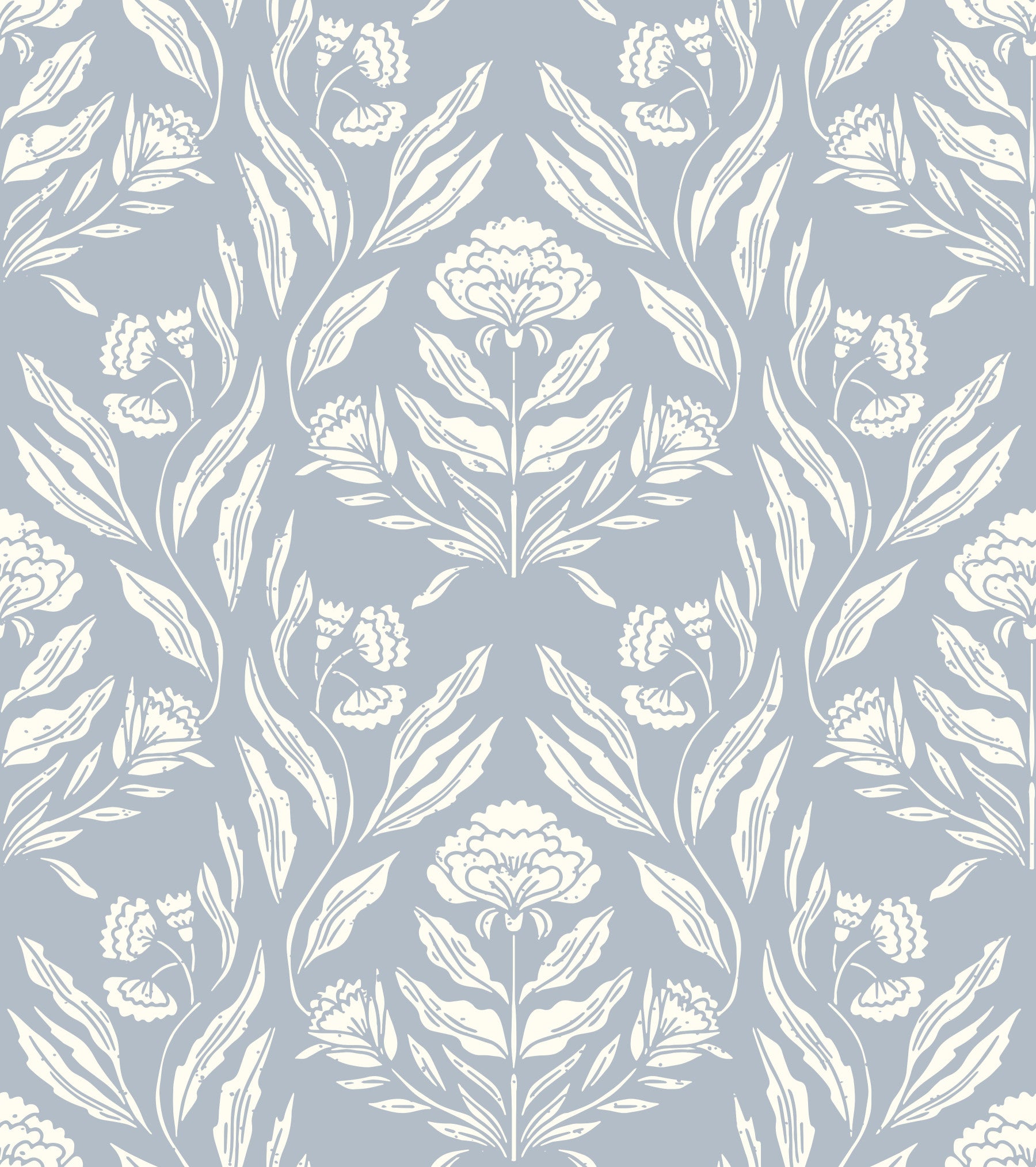 Papier peint floral damassé à impression artisanale