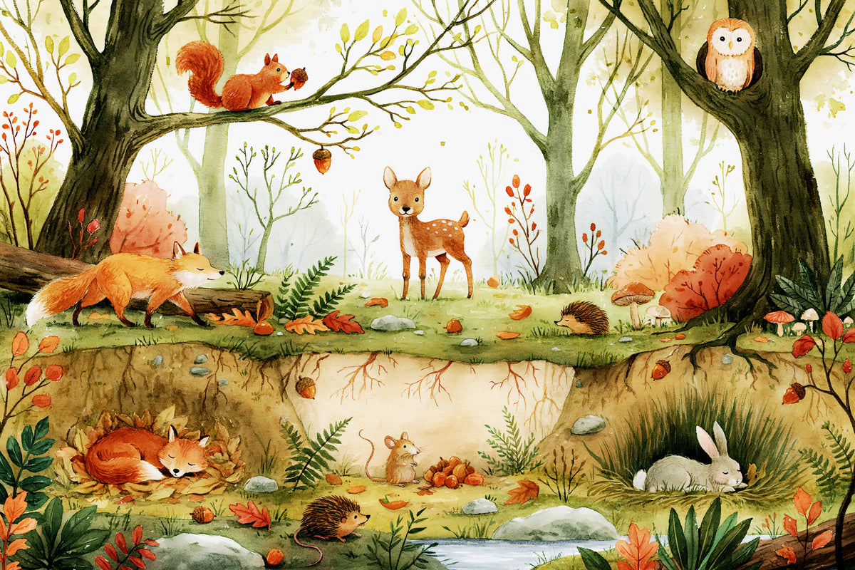 Fresque murale illustrée d’amis enchanteurs de la forêt