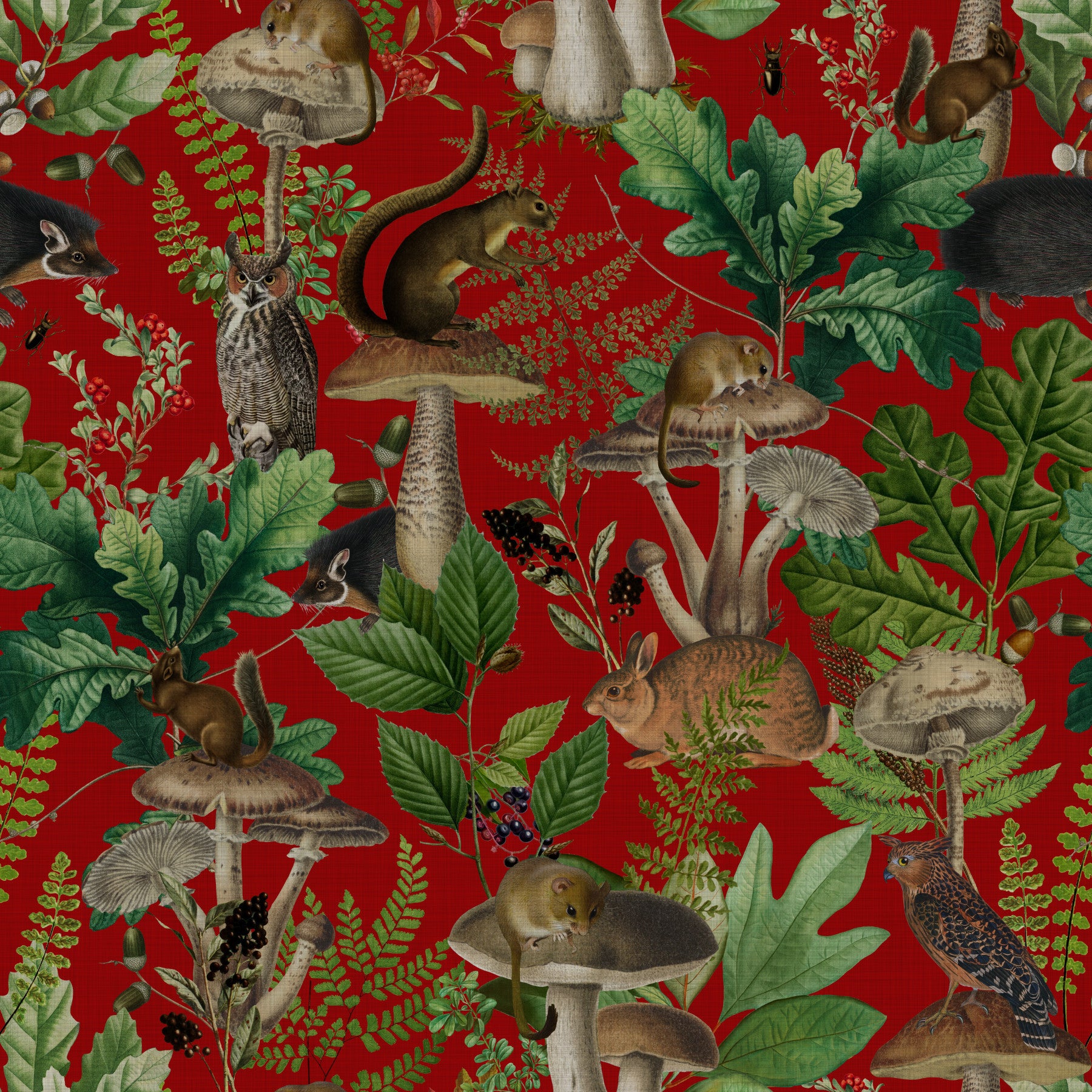 Papel pintado Bosque Encantado Rojo