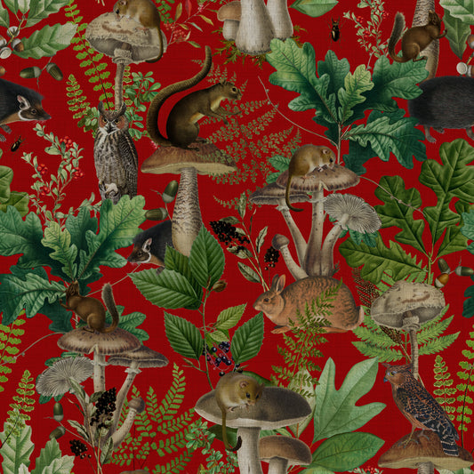 Papel pintado Bosque Encantado Rojo