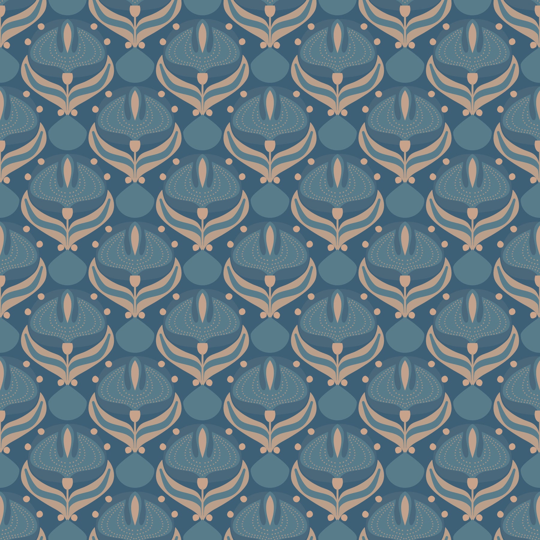 Geometrische Tapete „Midnight Lotus Bloom“