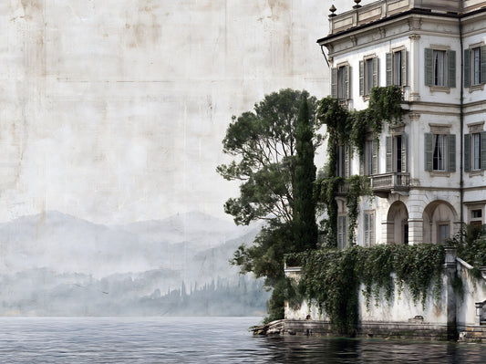 Architektonisches Wandbild einer Villa am italienischen See
