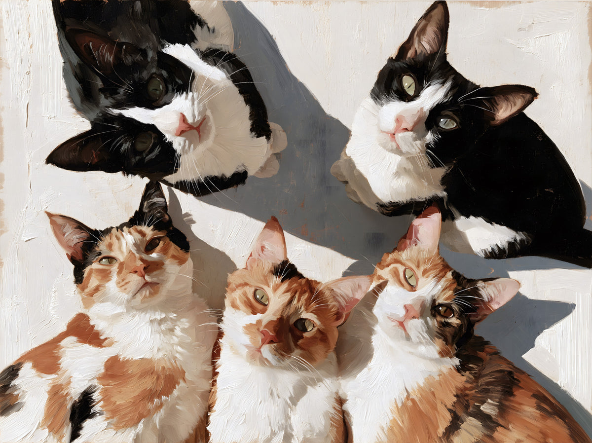 Gathering of Feline Friends Wall Mural in your room — zoomed