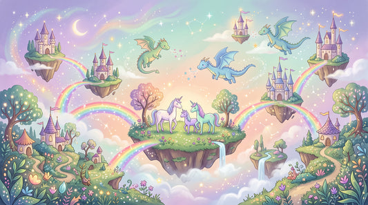Magical Floating Islands and Mythical Friends Wall Mural