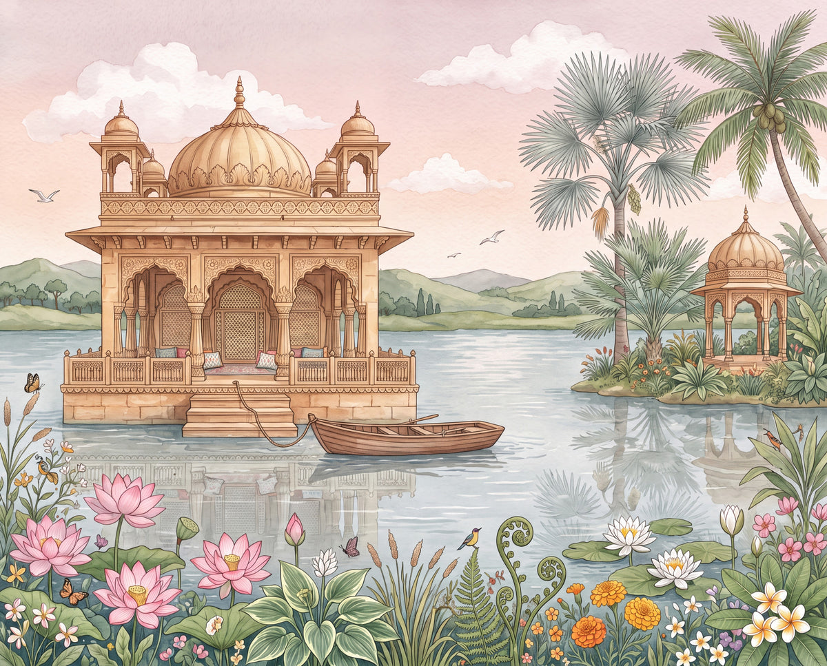Veggmaleri med Lotus Lake Palace – RJM03