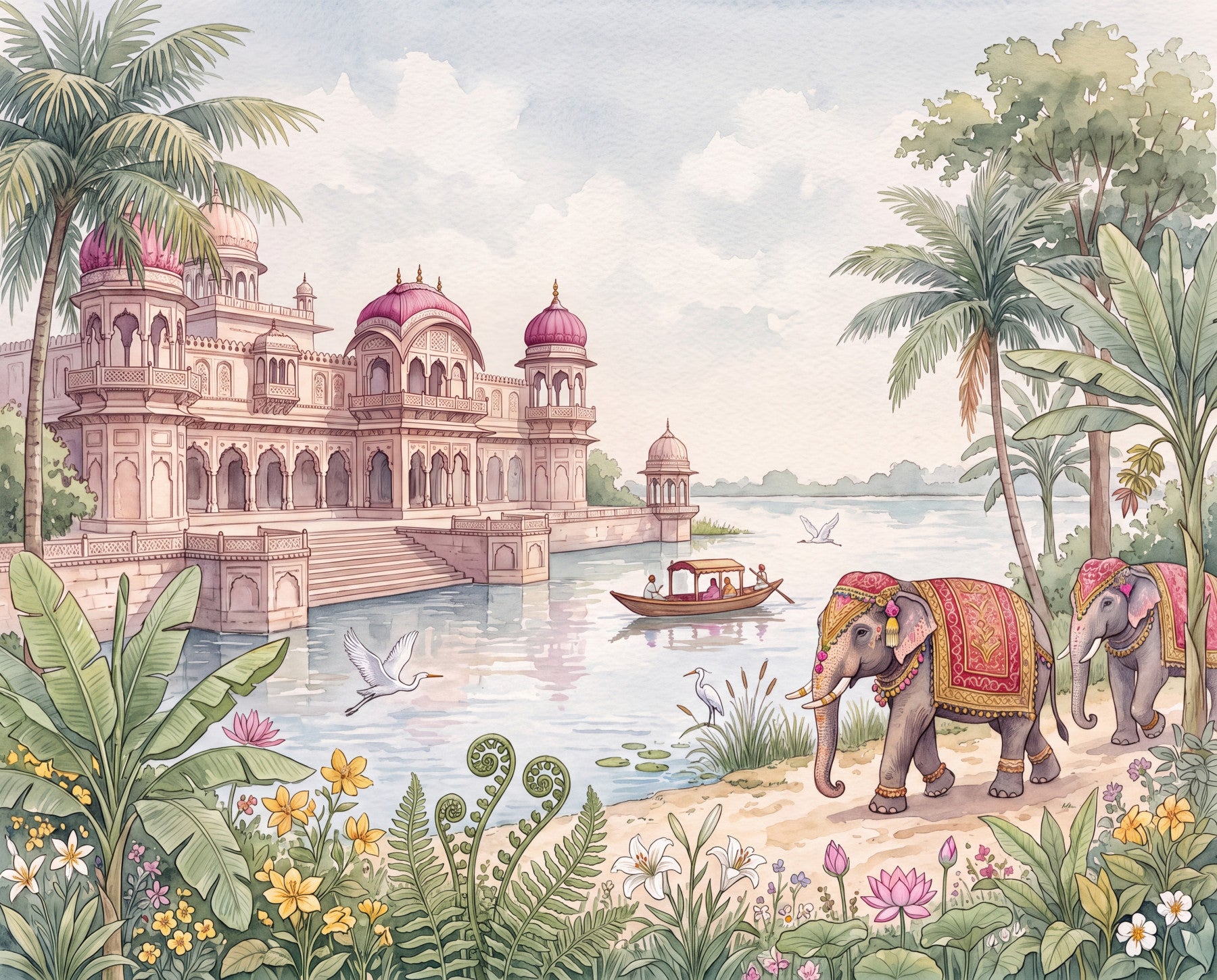 Mural de pared El jardín de elefantes del maharajá in your room — zoomed