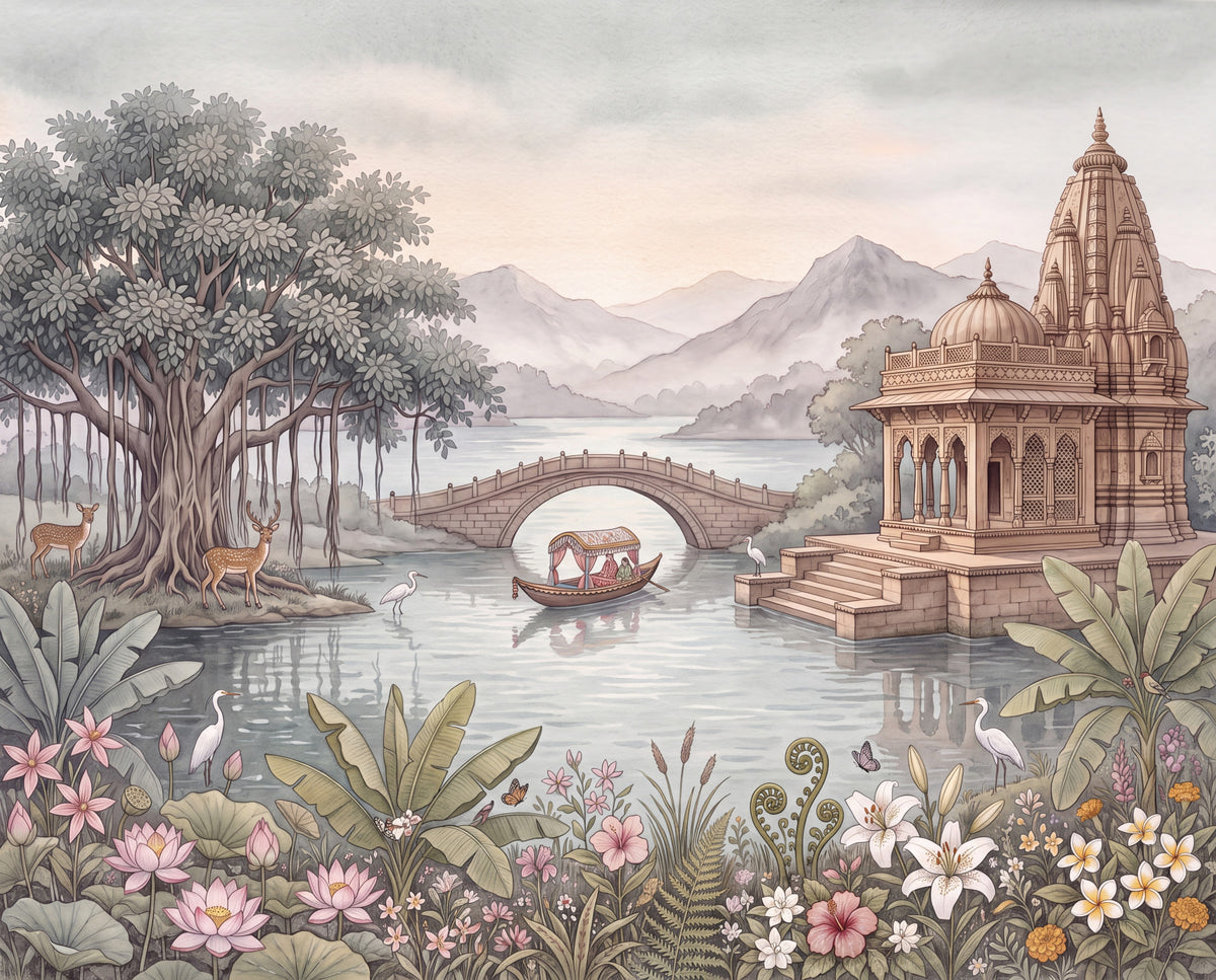 Papier peint panoramique mural Le jardin du palais céleste in your room — zoomed