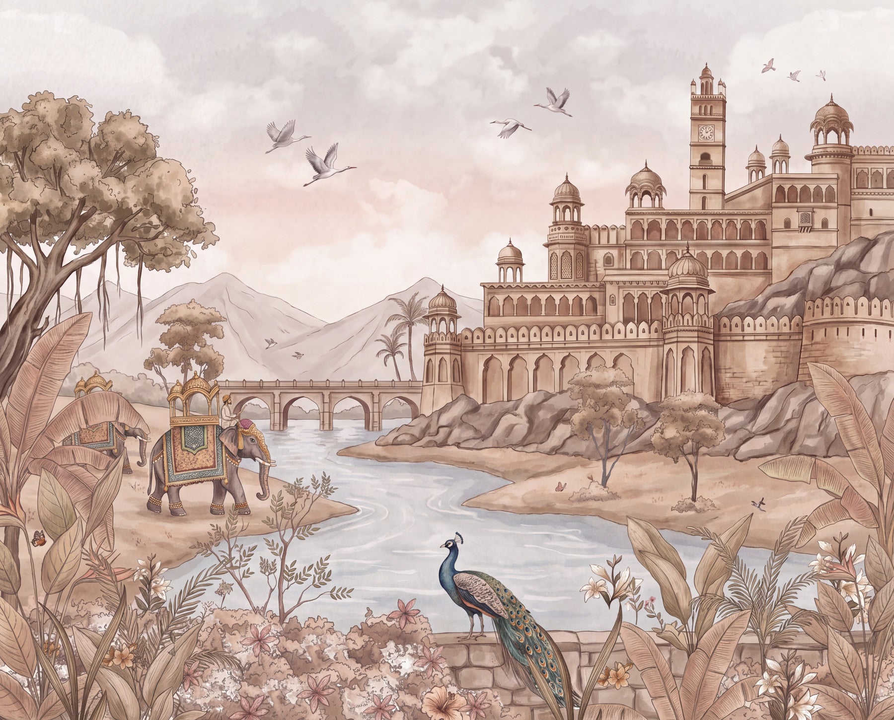 Rajputana River Palace Wandgemälde in your room — zoomed