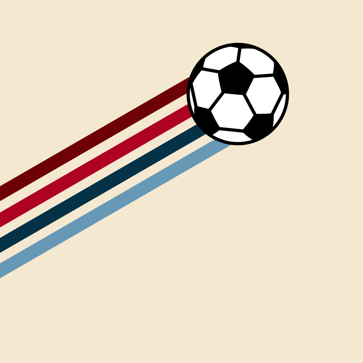 Minimalistische Wandtapete mit Retro-Fußballstreifen in your room — zoomed