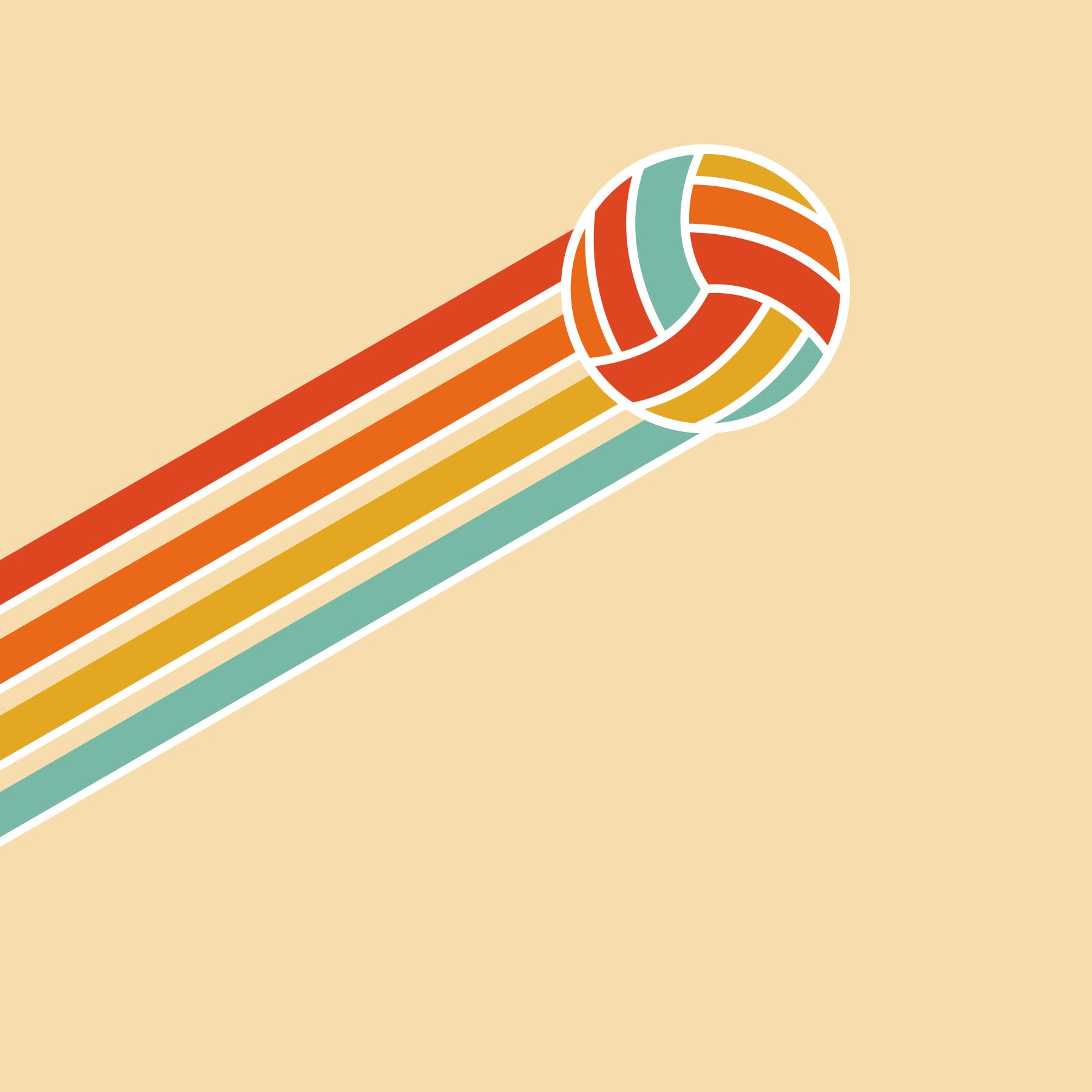 Retro-Volleyball-Wandbild