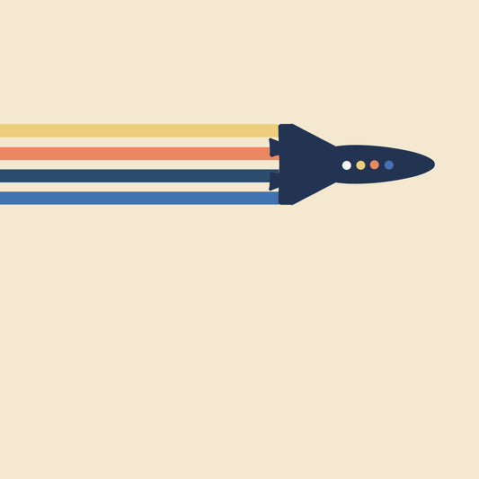 Retro Rocket Streamers Wall Mural