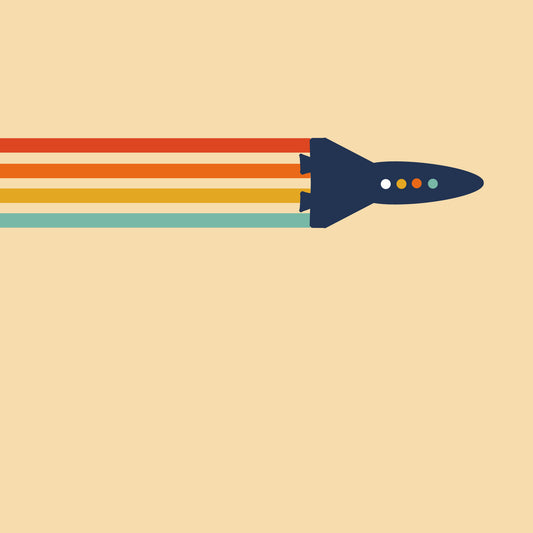 Retro Rocket Flight Path Wall Mural