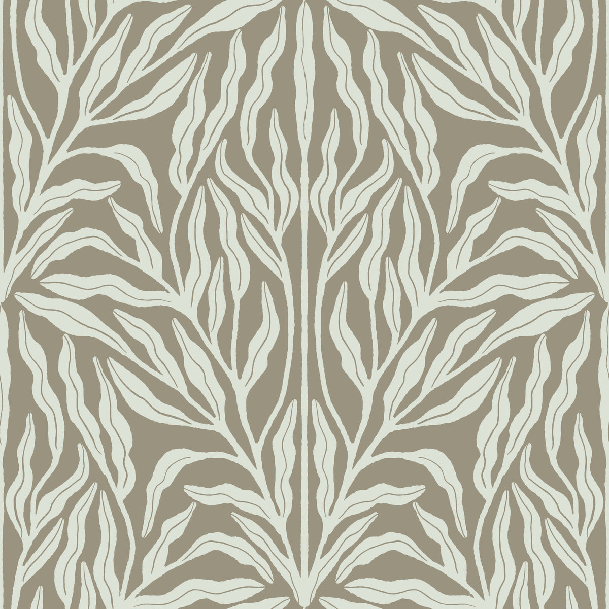 Neutrale botanische Blattsymmetrie-Tapete in your room
