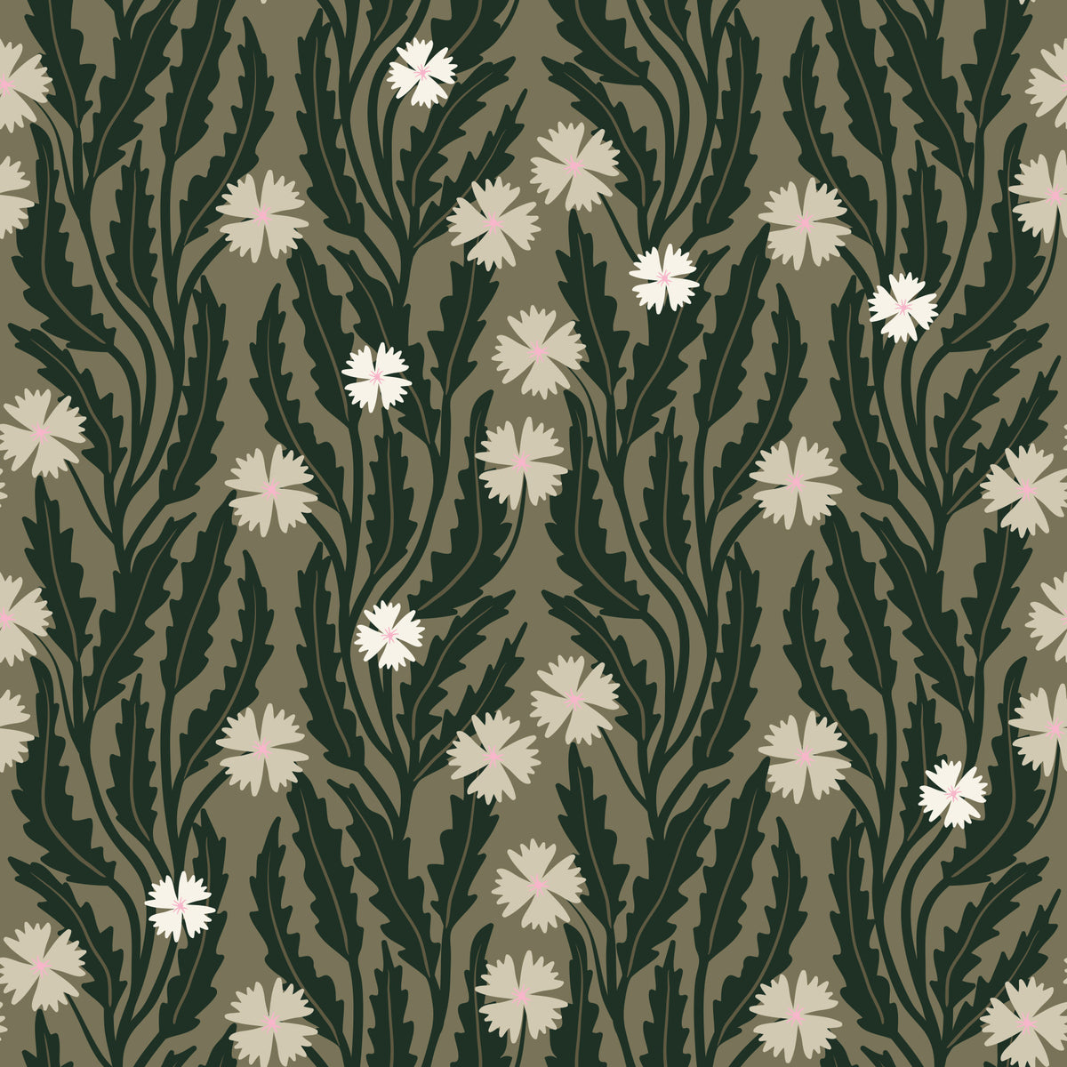 Botanische Illustration einer Waldwiese als Tapete in your room