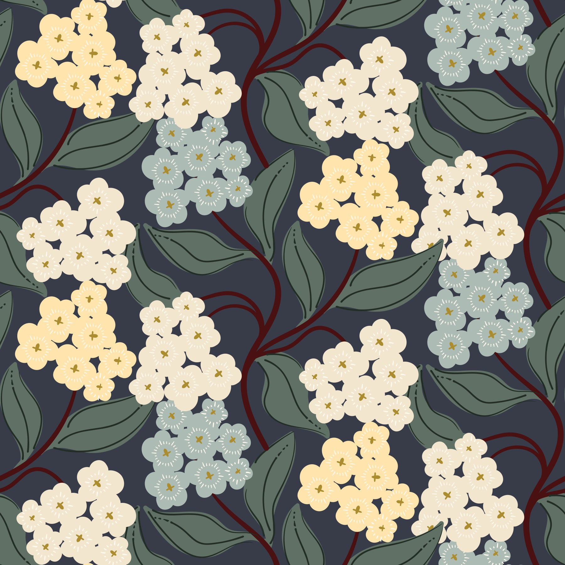 Tapet med botaniske klynger fra Midnight Meadow