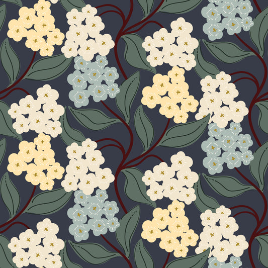 Midnight Meadow Botanical Clusters Wallpaper⁠