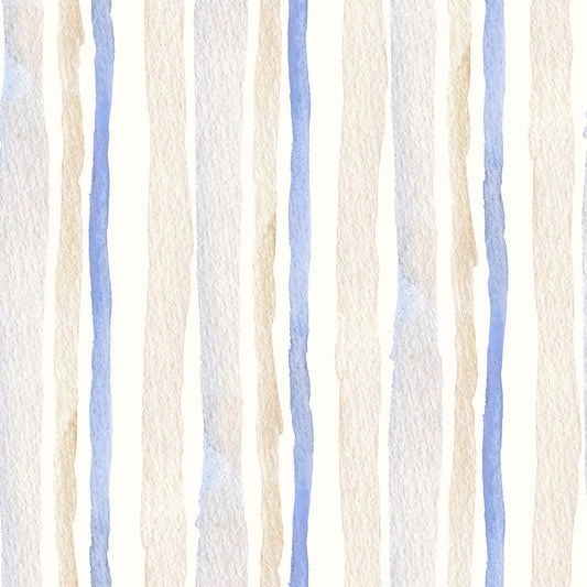 Tapet med rolige blå og beige akvarelstriber