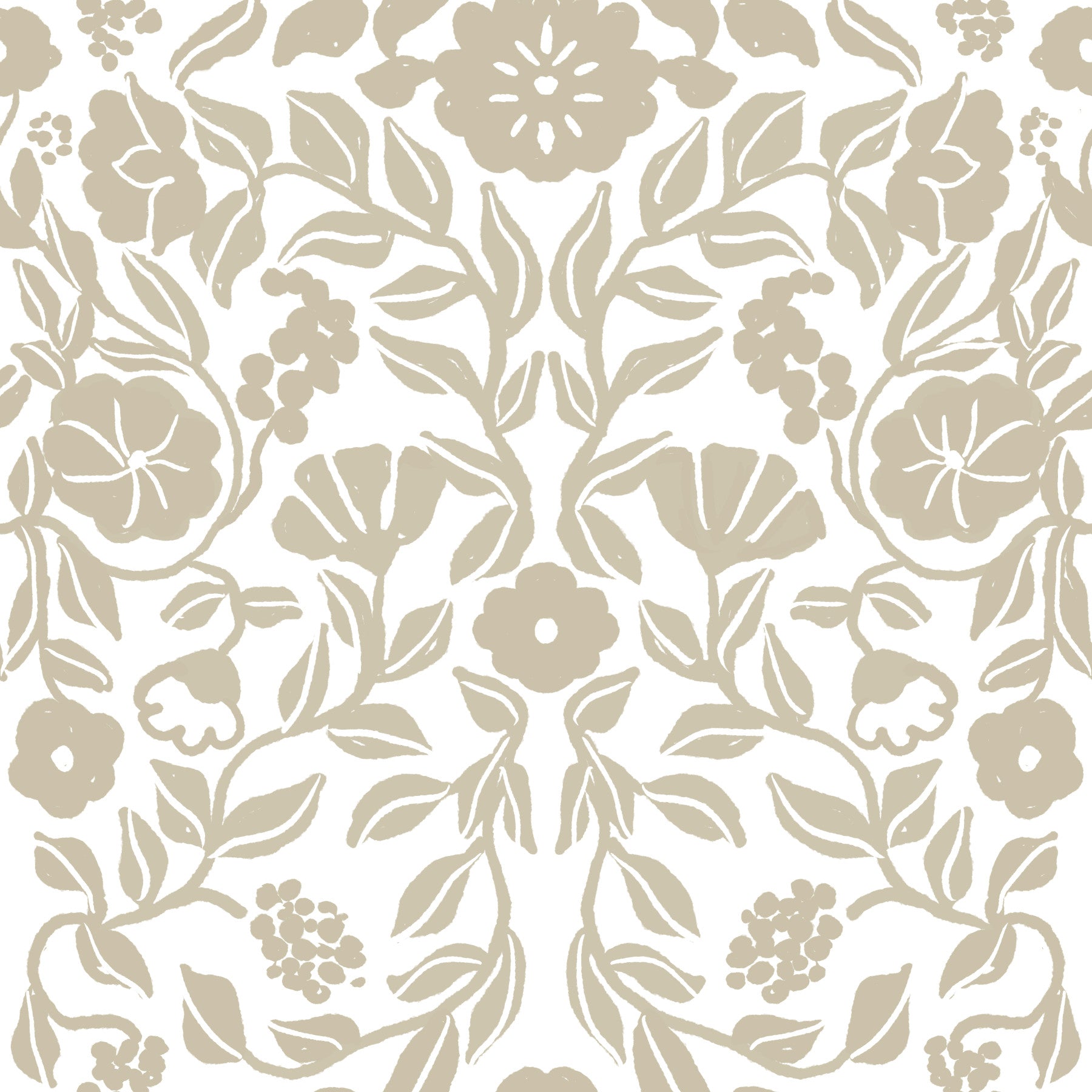 Minimalistisk beige botanisk skissetapet