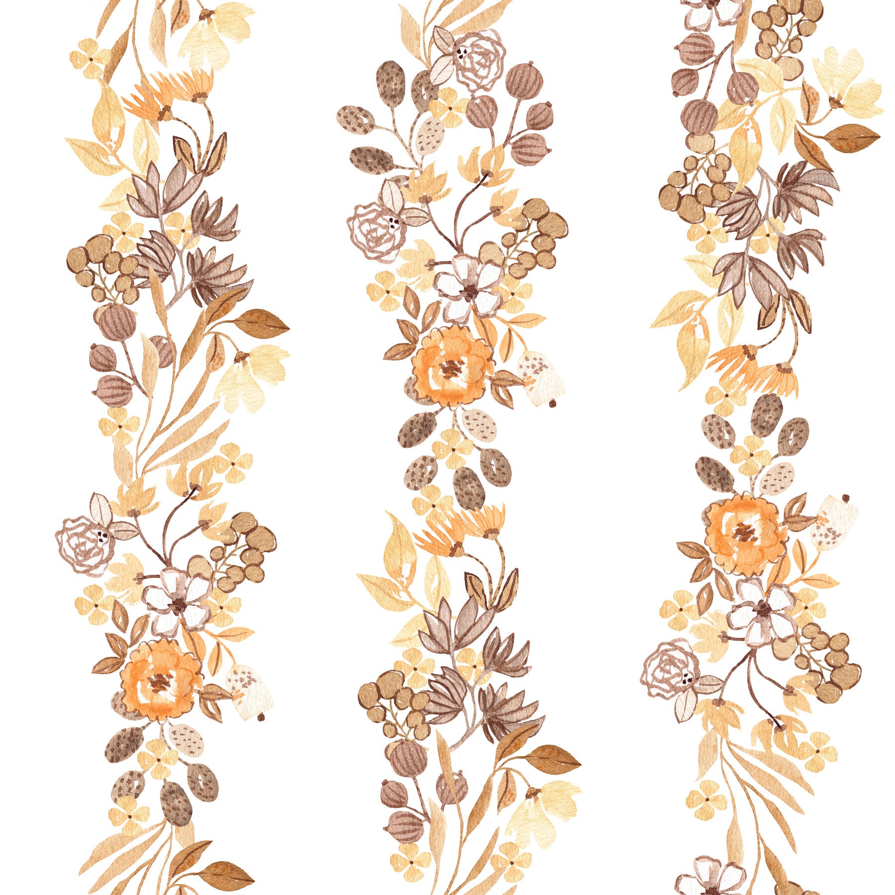Papier peint à brins verticaux de prairie à l’aquarelle