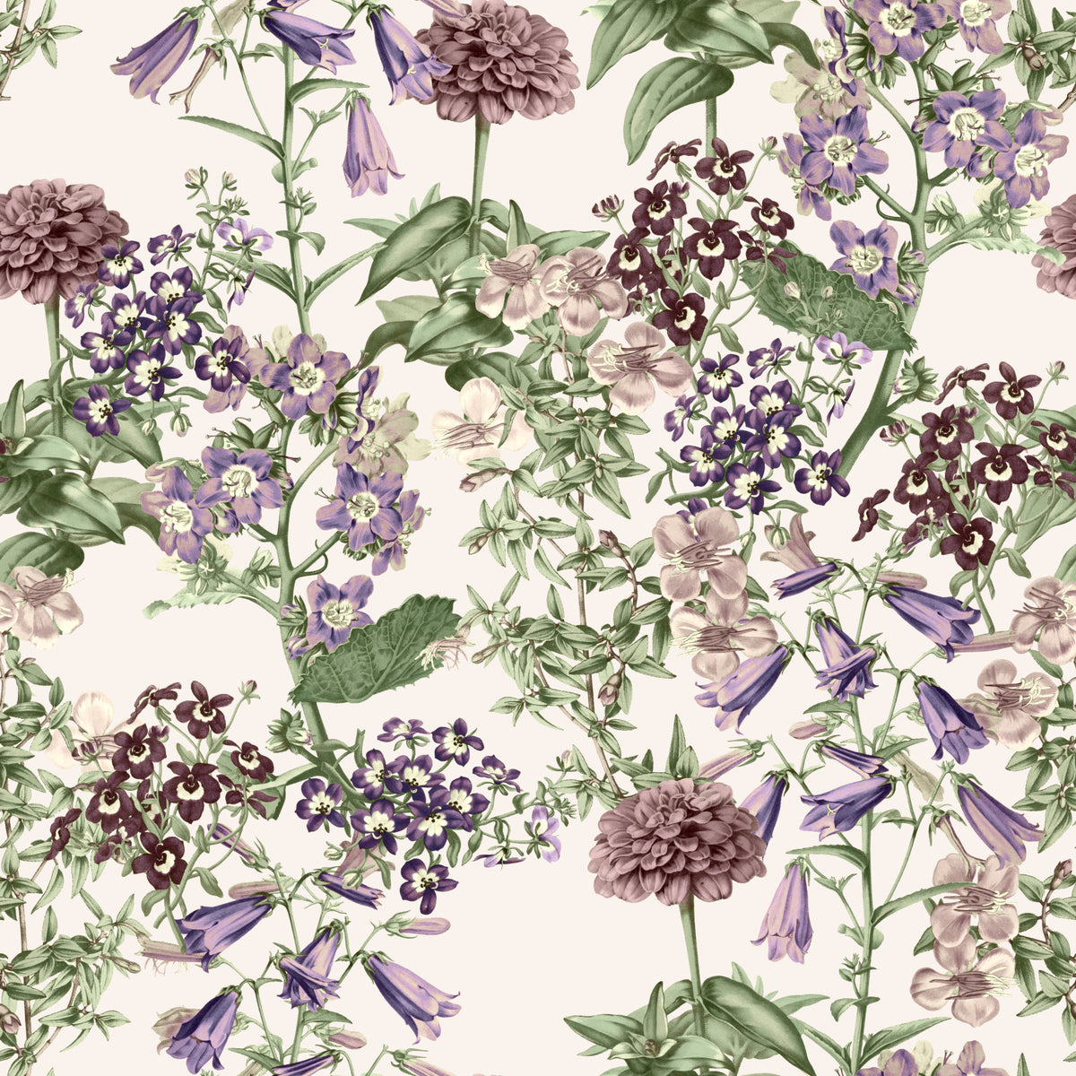 Tapete mit viktorianischem Flora-Radiermuster in your room