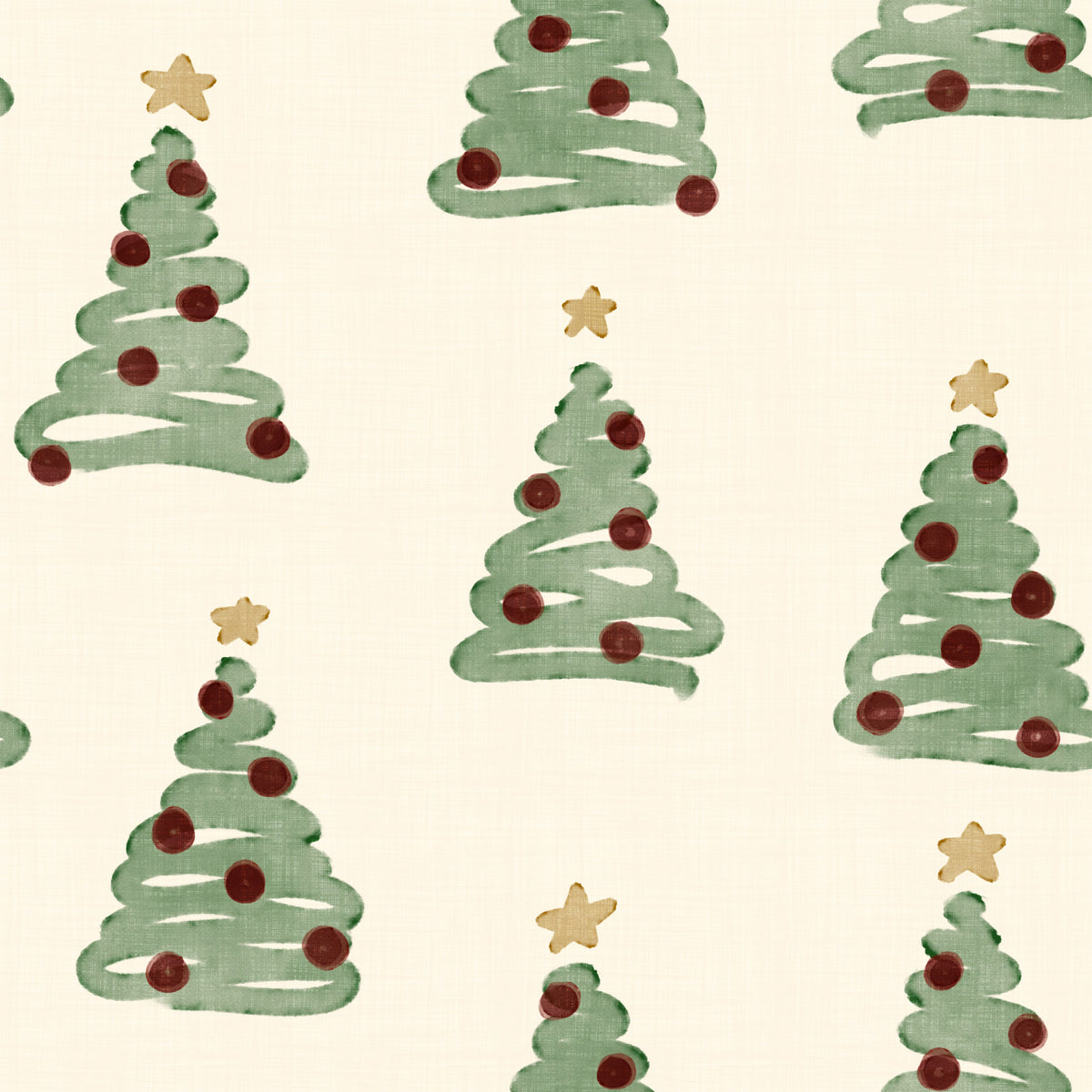 Papier peint minimaliste à motifs d’arbres de Noël forestiers dispersés in your room — zoomed