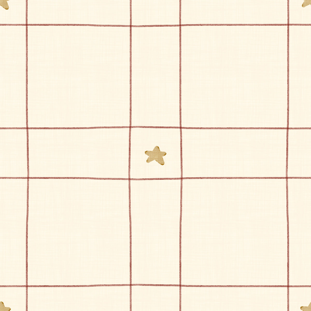 Minimalistisches Weihnachts-Winterkaro mit handgezeichneten Sternen - Tapete in Cranberryrot in your room — zoomed