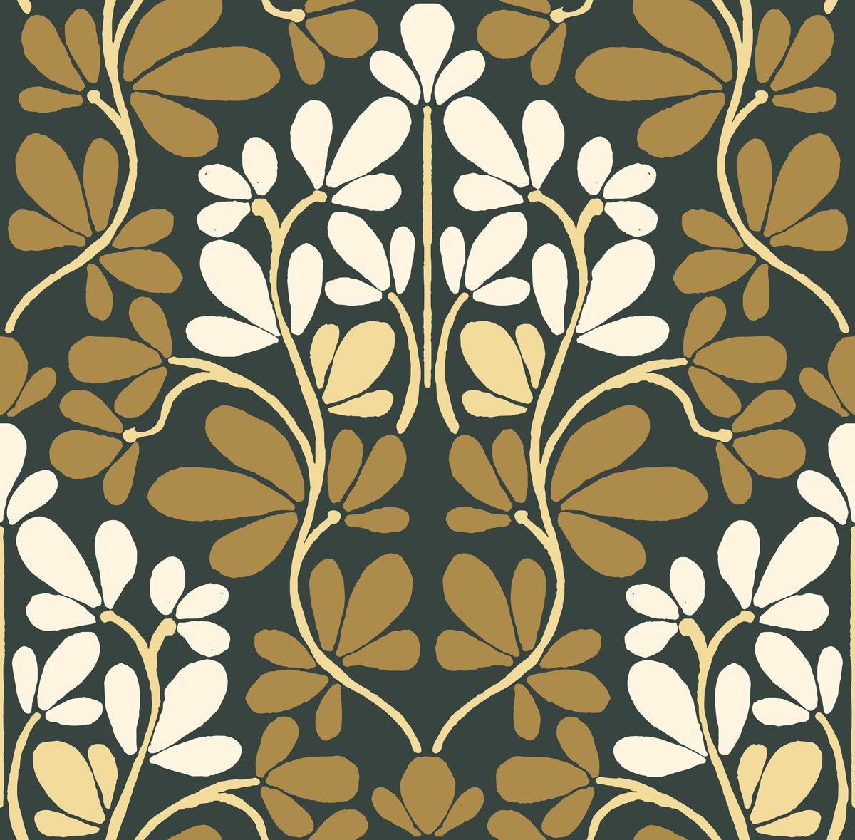 Golden Foliage Damask Wallpaper⁠