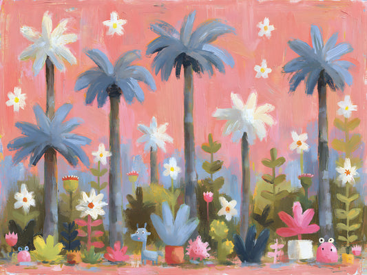 Mural de parede Oásis de Jardim Tropical Cor-de-rosa
