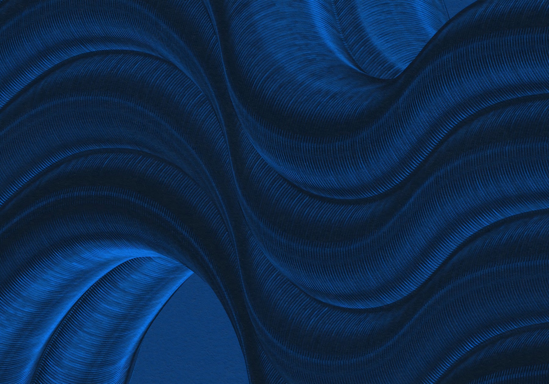 Wandbild „Fließende Kurven in Mitternachtsblau“
