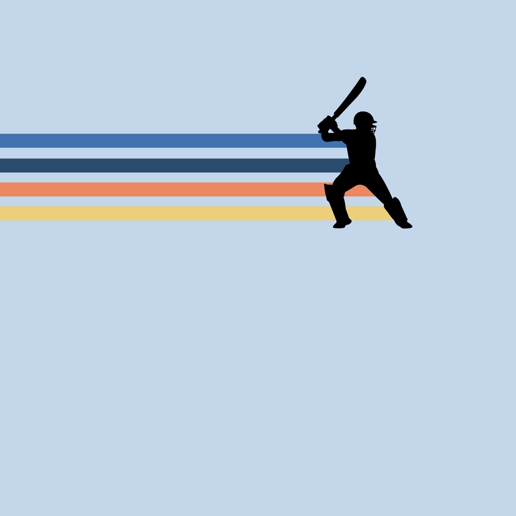 Wandbild mit der Silhouette eines Retro-Cricketspielers